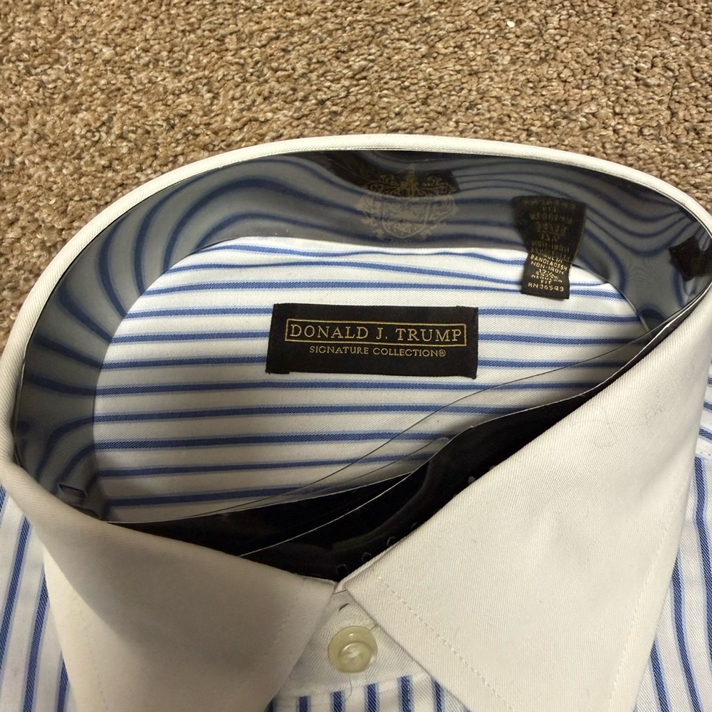 Donald Trump Blue and White Striped Dress Shirt - Picture 4 of 5